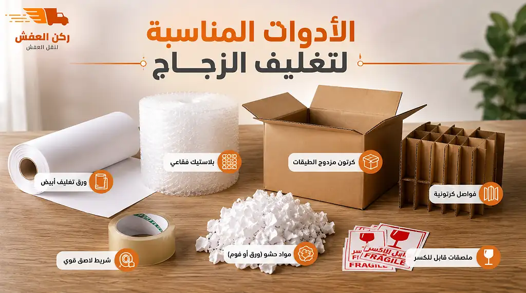 الأدوات المناسبة لتغليف الزجاج