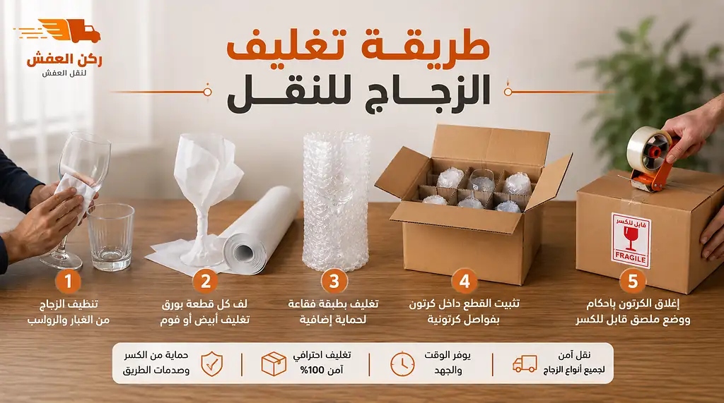 طريقة تغليف الزجاج للنقل خطوة بخطوة 
